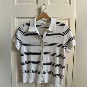 Madewell Polo Sweater Tee in Stripe